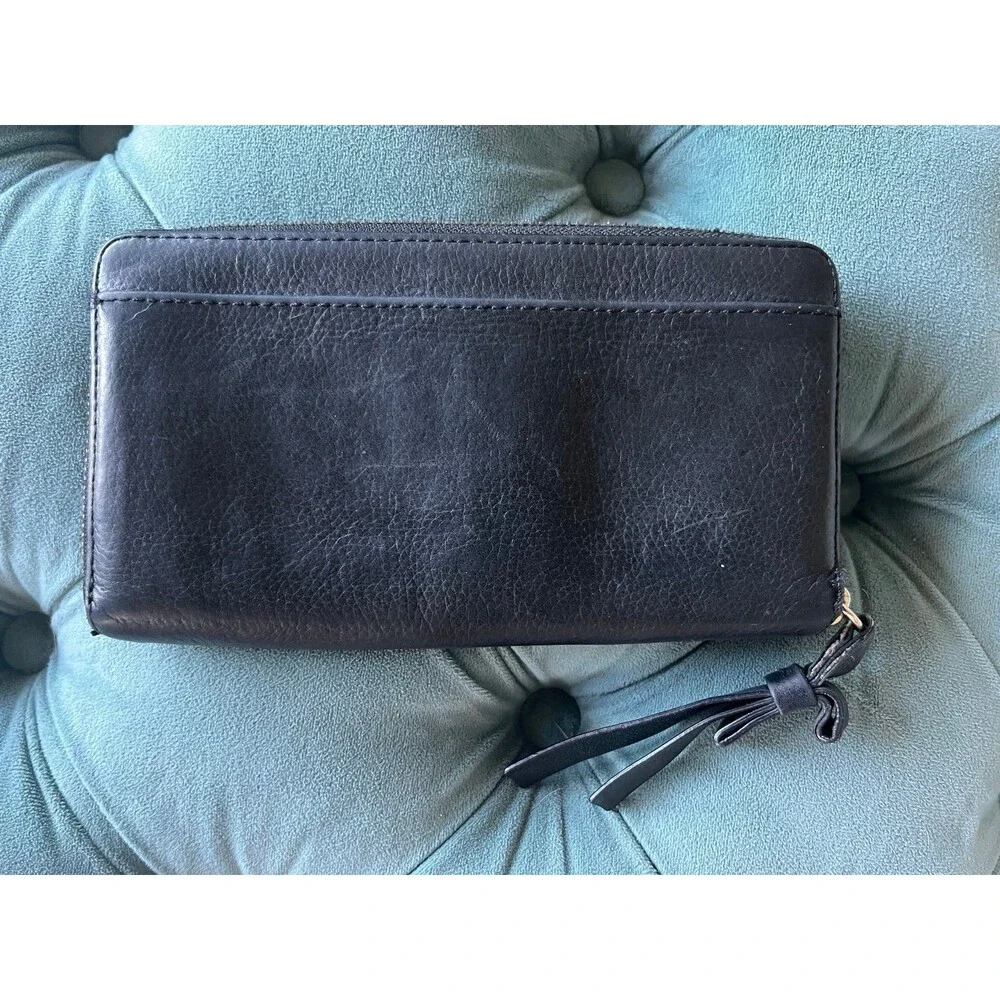 Kate Spade Large Zip Leather Black Wallet